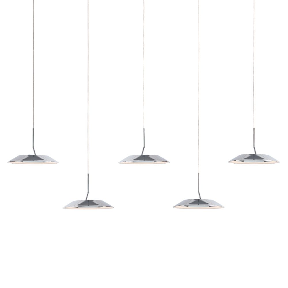 Koncept Lighting RYP-L5-SW-CRM Royyo LED Pendant (linear with 5 pendants), Chrome, Matte White Canopy